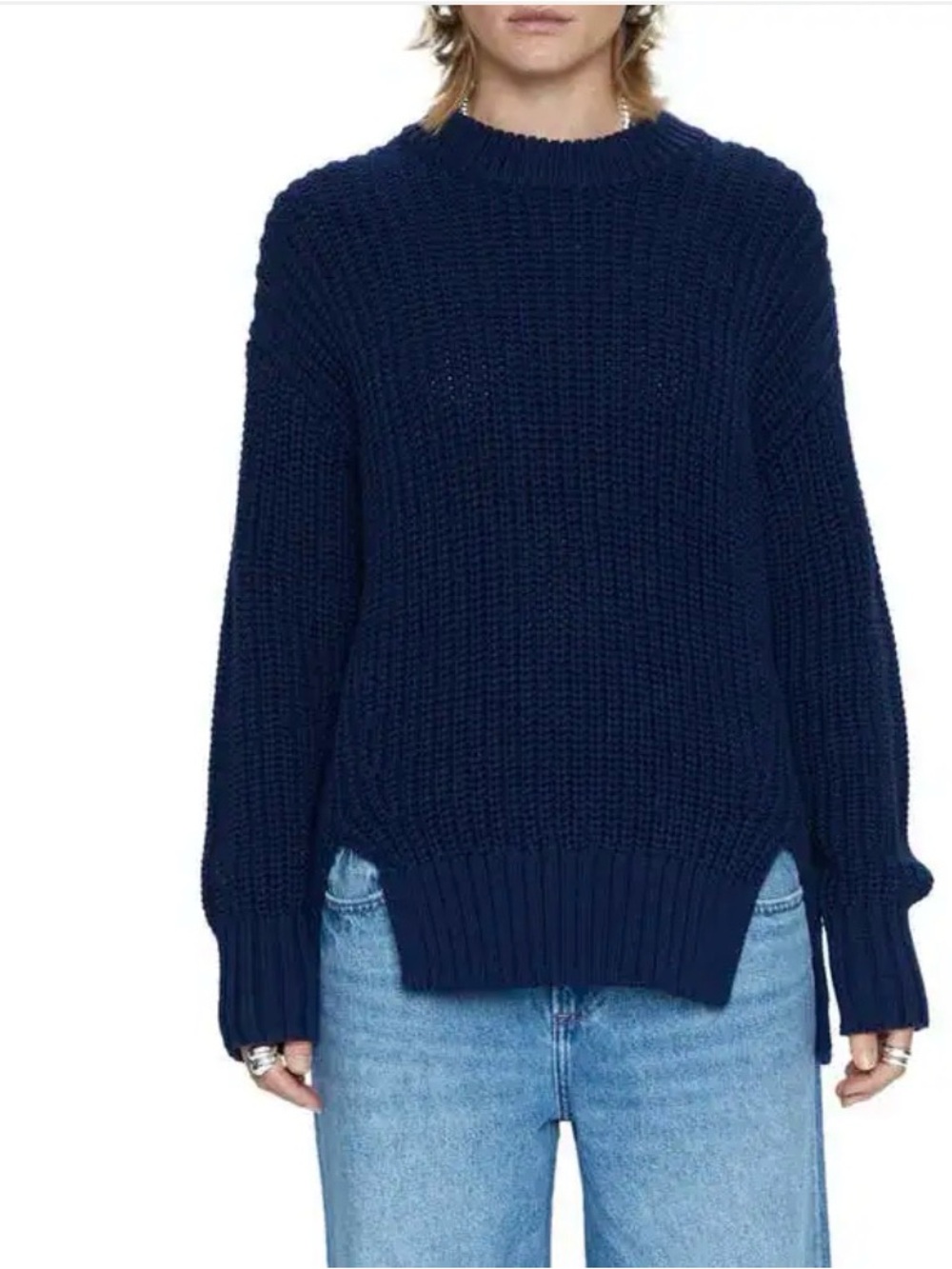 pistola Deep Navy Chunky Ribbed fisherman Crew Sweater cotton - XS - NWT